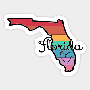 Florida Rainbow Sunshine State Outline Love Sticker